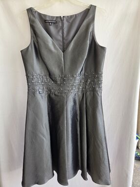 Formal VNeck Dress Size 16 Shimmery Gray With Beads/sequins